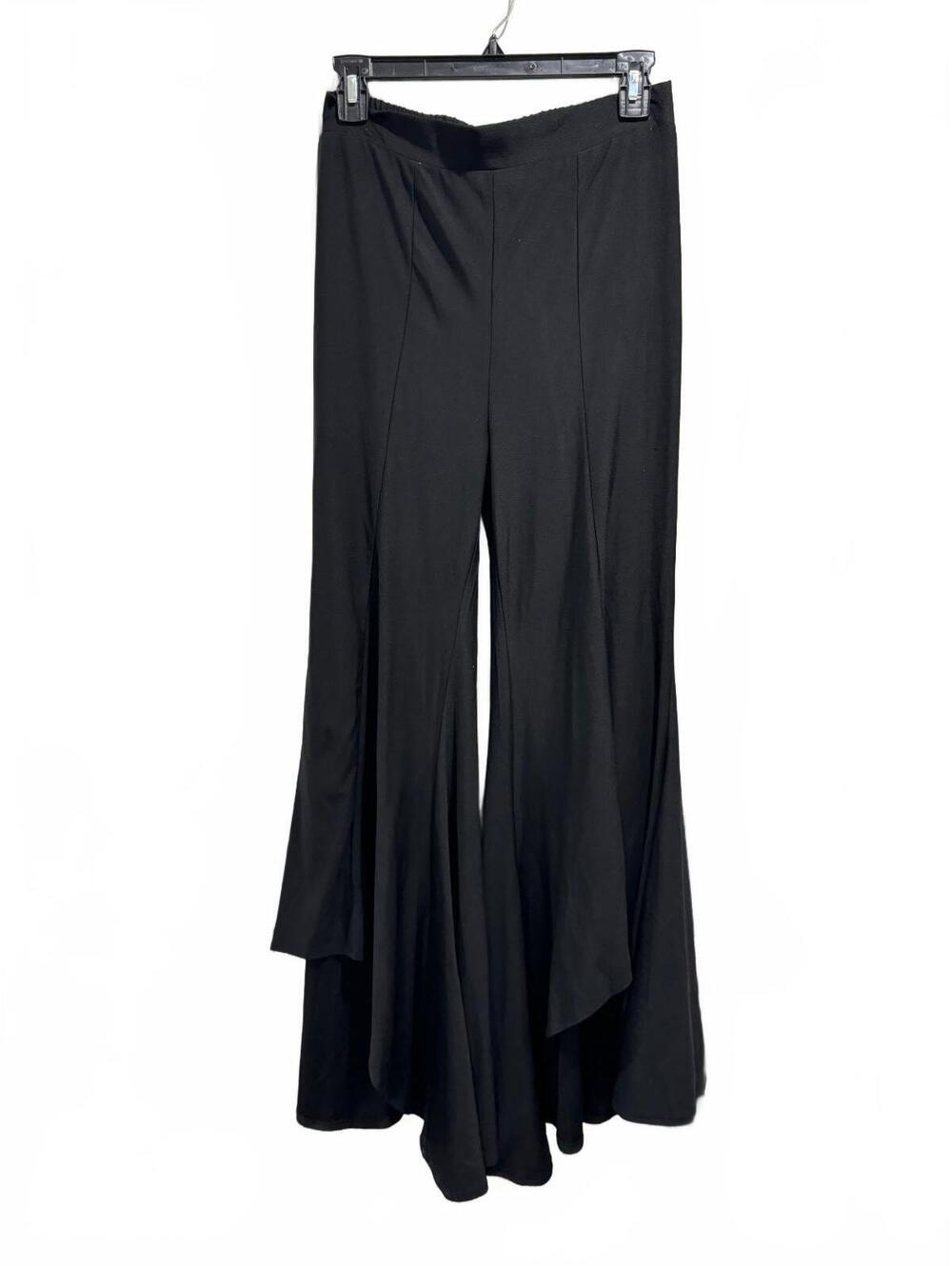 Crazy Train Black High Low Ruffle Bell Bottom Flare Pants Small Western Boho